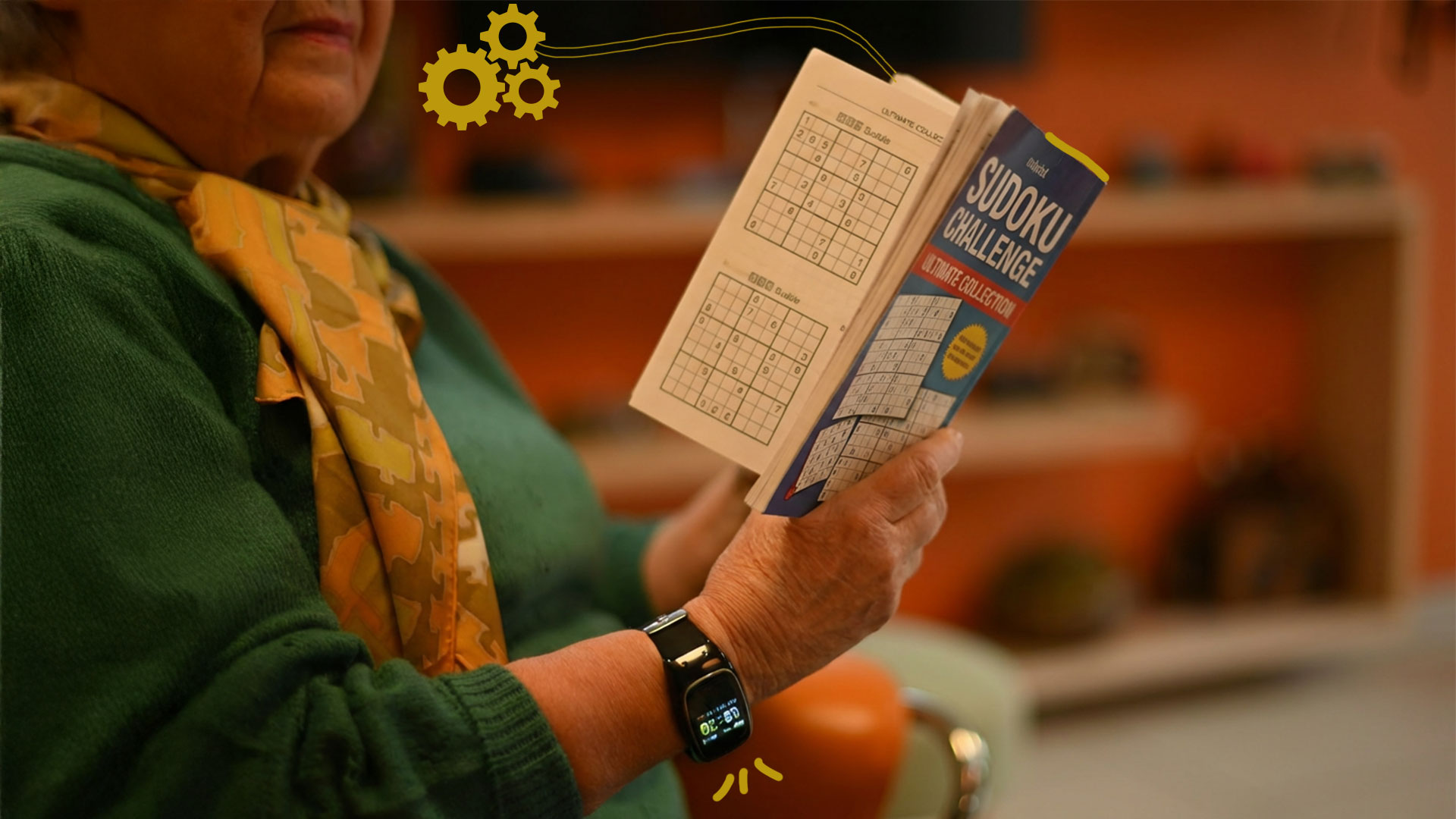 femme agee qui fait un sudoku