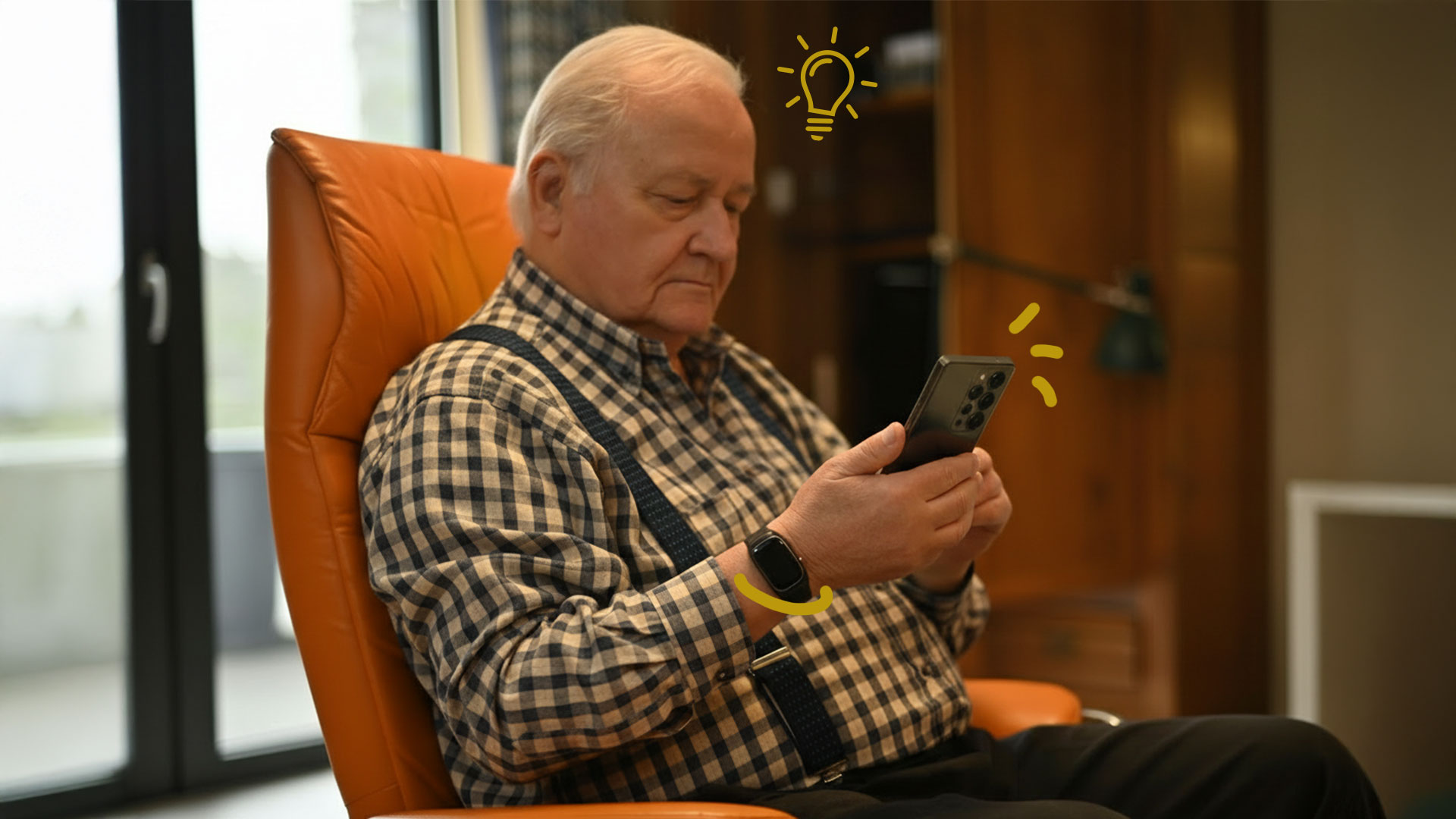 homme age sur un smartphone